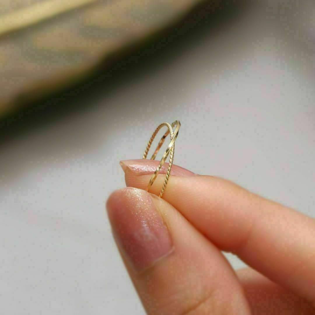 K10 イエローゴールド 2連リング（3号〜15号）【10金 刻印】日本製 指輪 レディースのアクセサリー(リング(指輪))の商品写真
