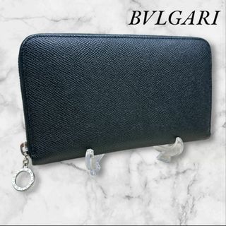 BVLGARI - ブルガリ BVLGARI ラウンドファスナー長財布 ブラック ロゴサークル