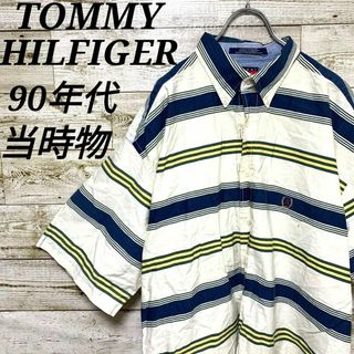 TOMMY HILFIGER - 【w386】USA古着トミーヒルフィガー90s旧タグ当時物ボタンダウン半袖シャツ