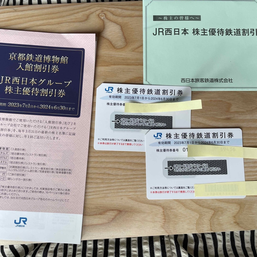 JR(ジェイアール)のJR西日本 株主優待鉄道割引券2枚 チケットの優待券/割引券(ショッピング)の商品写真
