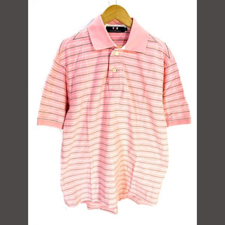 ヴァン ヂャケット ポロシャツ 半袖 ボーダー Lサイズ ピンク ユニセックス(ポロシャツ)