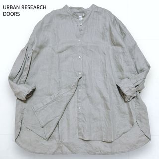 URBAN RESEARCH DOORS - 美品＊アーバンリサーチドアーズ 麻100% バンドカラー ワイドシャツ 丈長め