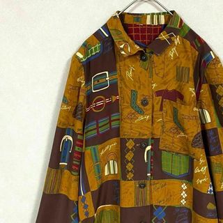 ナチュラルヴィンテージ(natuRAL vintage)のシャツ 長袖 アート 総柄 ボーダー クラシカル ヴィンテージ M(シャツ)