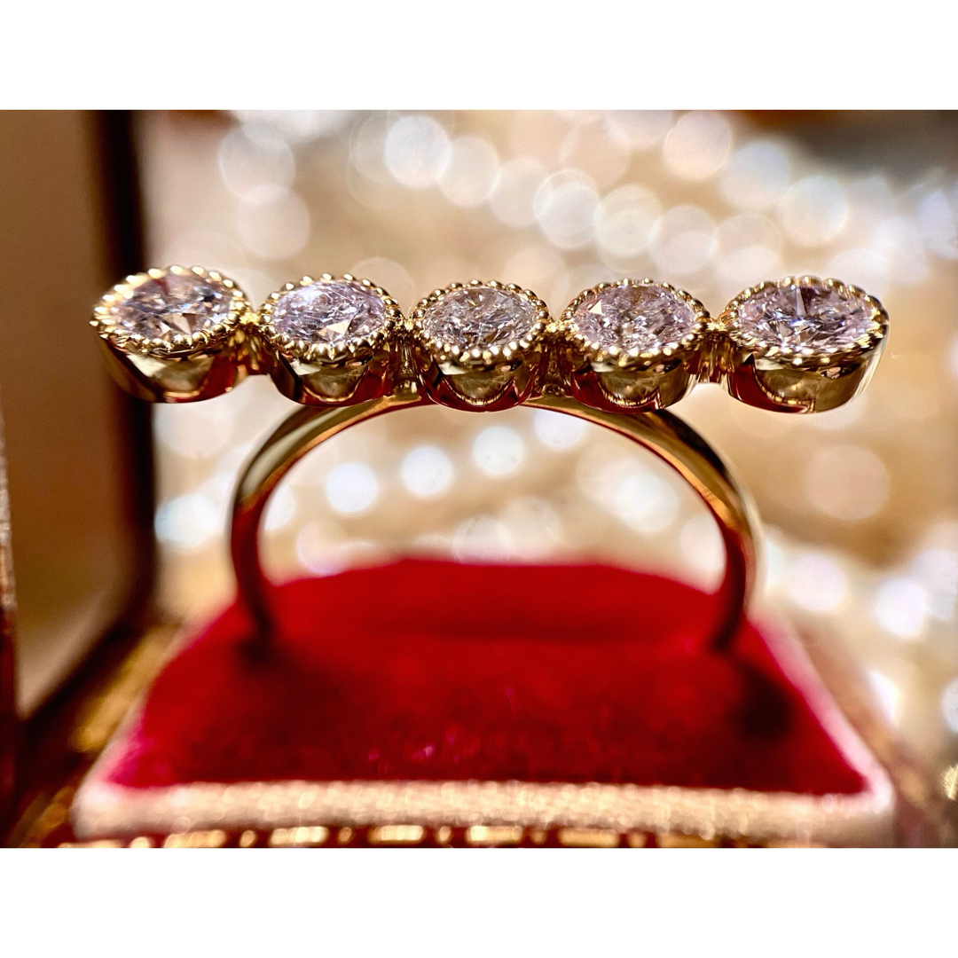 キラッキラ✨大粒！ミル打ち天然ピンクダイヤモンド バーリング レディースのアクセサリー(リング(指輪))の商品写真