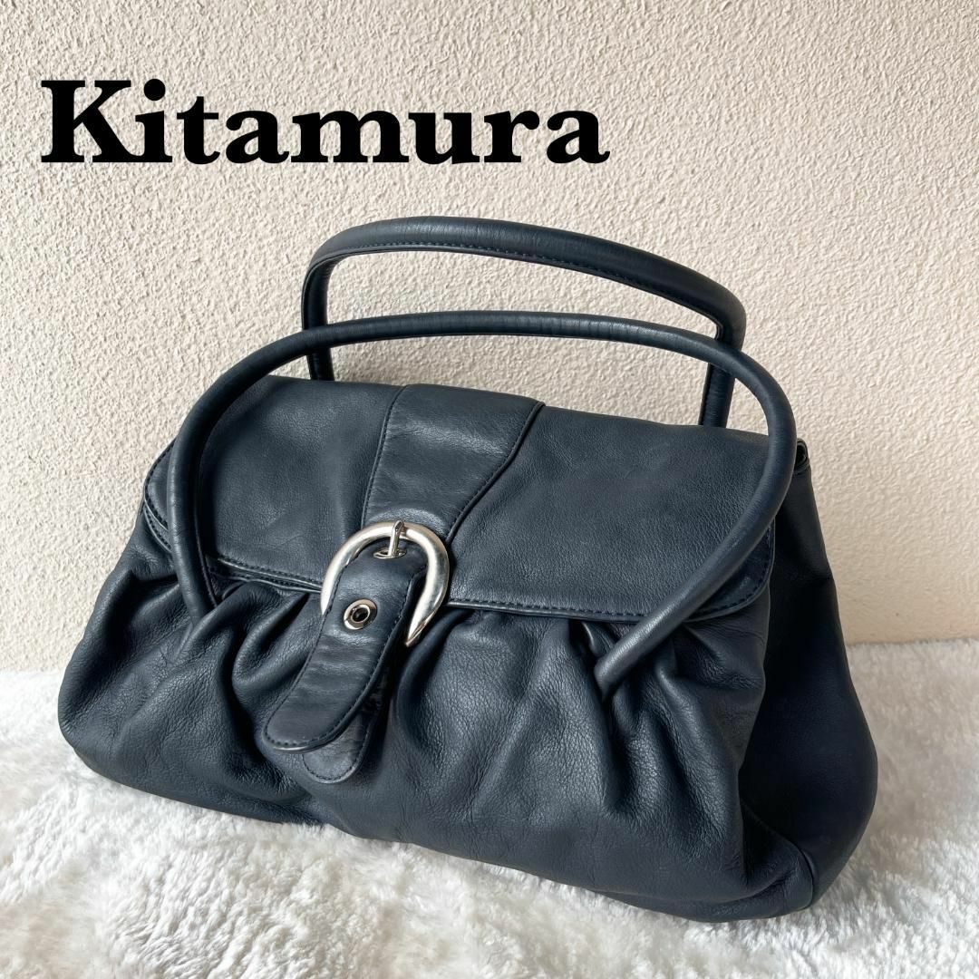 Kitamura(キタムラ)の美品✨Kitamuraキタムラセミショルダーバッグトートバッグネイビー紺 レディースのバッグ(ショルダーバッグ)の商品写真