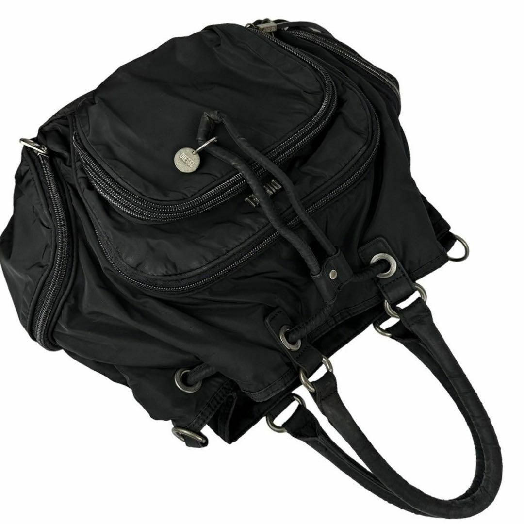 DIESEL(ディーゼル)のDIESEL 2way ショルダーバッグ ハンドバッグ 巾着 ナイロン ロゴ 黒 レディースのバッグ(ショルダーバッグ)の商品写真