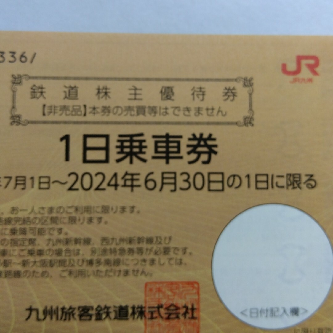 JR(ジェイアール)のJR九州 鉄道株主優待券　1枚 チケットの優待券/割引券(その他)の商品写真