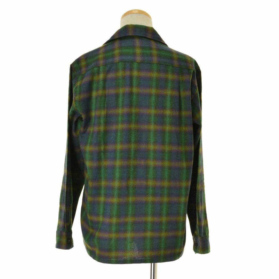 SEARS】60s オンブレチェック ウール混 オープンカラー長袖 SEARS】60s オンブレチェック ウール混 オープンカラー長袖
