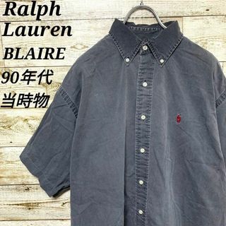 ラルフローレン(Ralph Lauren)の【w390】USA古着ラルフローレン90s当時物ボタンダウン半袖シャツトップス黒(シャツ)