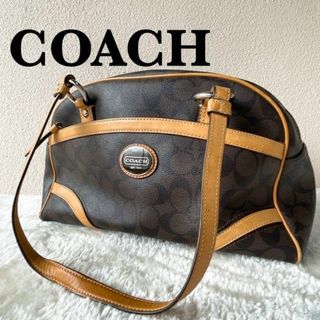 コーチ(COACH)のレア✨COACHコーチセミショルダーバッグトートバッグブラウン茶シグネチャー総柄(ショルダーバッグ)