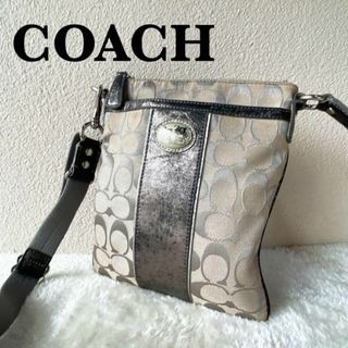 コーチ(COACH)のレア✨COACH コーチショルダーバッグハンドバッグシルバー銀シグネチャー総柄(ショルダーバッグ)