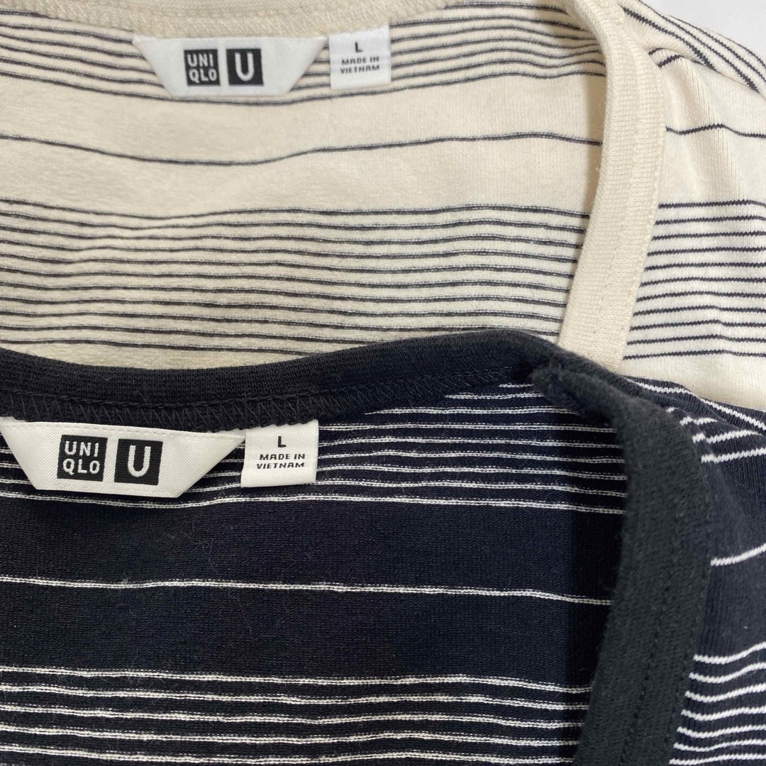UNIQLO(ユニクロ)のフィットボーダークルーネックT（半袖） 2枚セット レディースのトップス(Tシャツ(半袖/袖なし))の商品写真