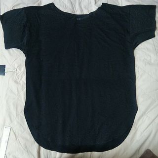 ユニクロ(UNIQLO)のエアリズム★M シームレス 半袖 シャツ ロング ブラック レディース 中古(Tシャツ(半袖/袖なし))