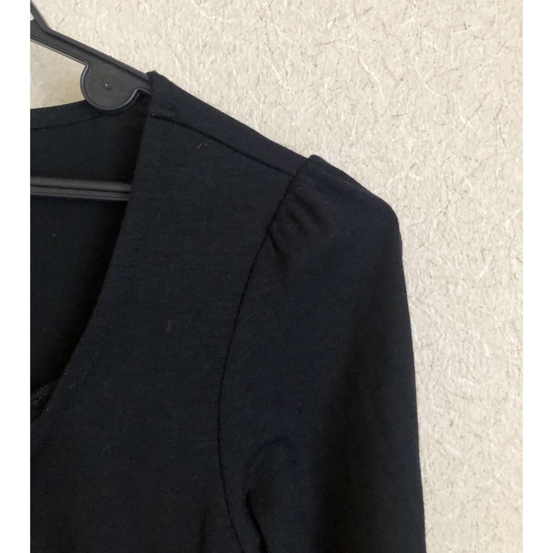 リボン 長袖 トップス 黒 レディースのトップス(カットソー(長袖/七分))の商品写真