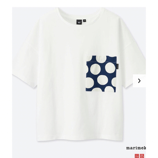 ユニクロ マリメッコ グラフィックTシャツ 白×紺　水玉 ホワイト×ネイビー(Tシャツ(半袖/袖なし))