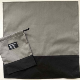 【78】 グレー　ブラック　ランチョンマット　コップ袋(外出用品)