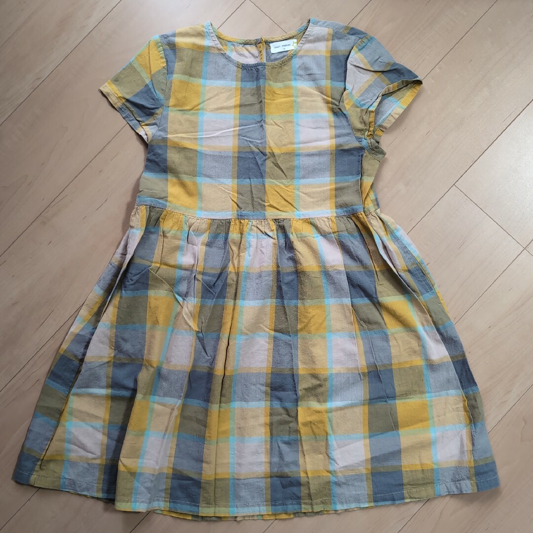 coucou manon　フレンチスリーブチェックワンピース キッズ/ベビー/マタニティのキッズ服女の子用(90cm~)(ワンピース)の商品写真