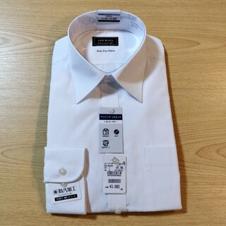◎レミュー　L長袖形態安定防汚加工立体パターンワイシャツ　白