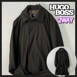 ヒューゴボス(HUGO BOSS)の美品 ヒューゴボス ステンカラーコート 2way ライナー チェック ストレッチ(ステンカラーコート)