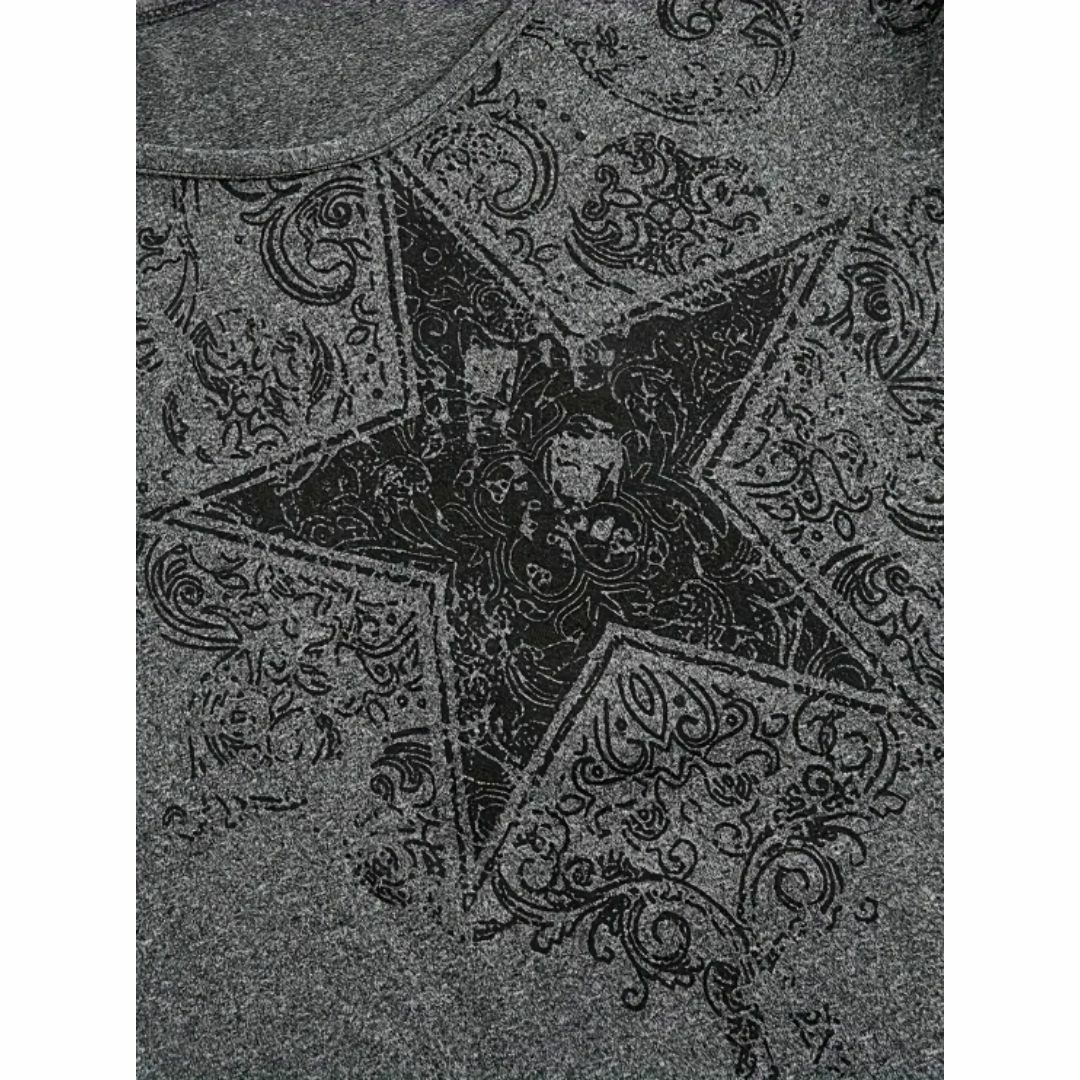 入荷！y2k フェアリー グランジ パンク ロック スター オフショル グレーM レディースのトップス(Tシャツ(半袖/袖なし))の商品写真