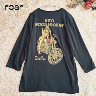 ロアー(roar)のroar ロアー　濱中三朗コラボ　5分袖　黒　Tシャツ　バックプリント(Tシャツ/カットソー(半袖/袖なし))