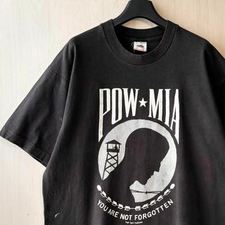 FRUIT OF THE LOOM - 80s90sUSA製古着　ヴィンテージ　ロゴTシャツ　POW MIA シルエット