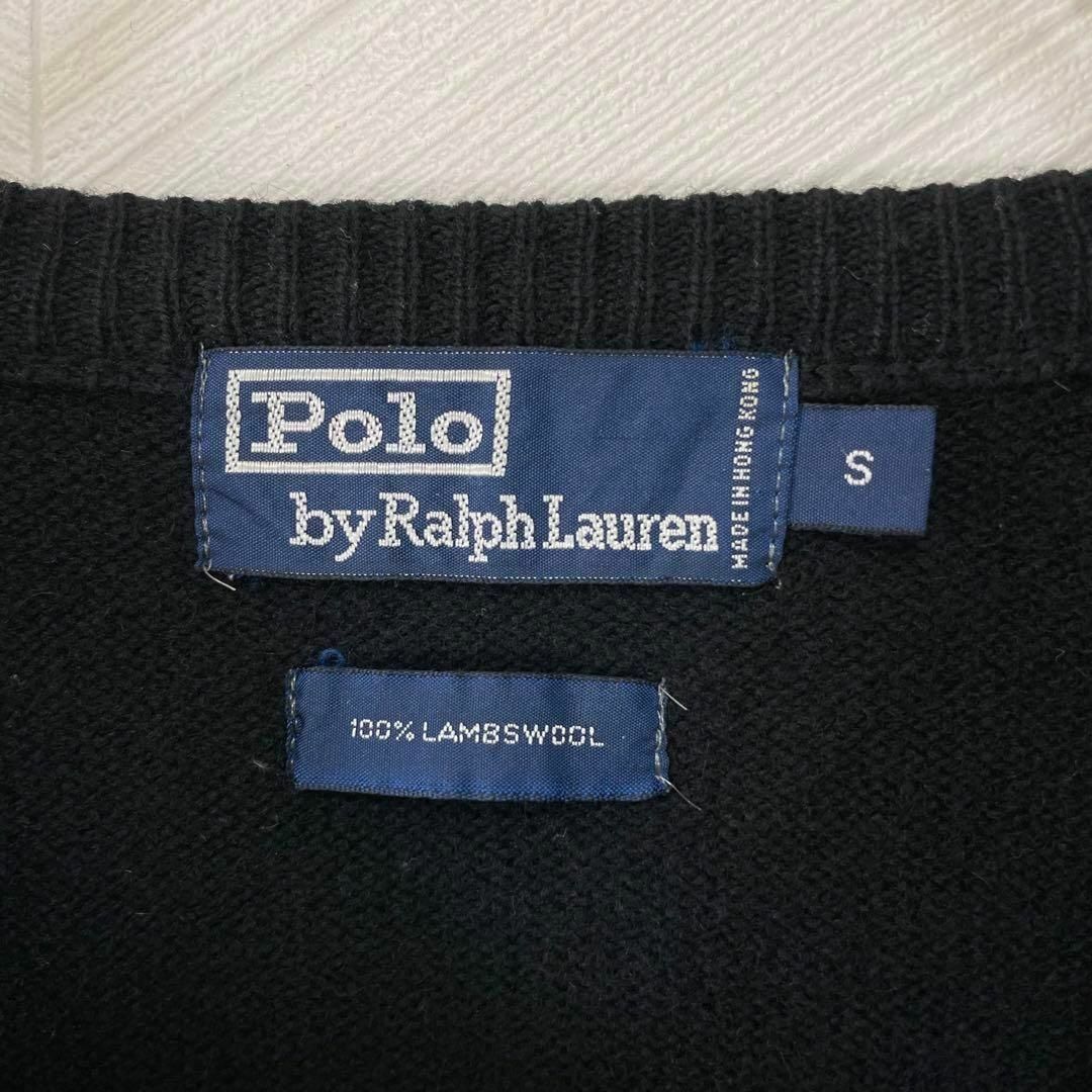 POLO RALPH LAUREN(ポロラルフローレン)のポロ ラルフローレン ニット セーター 黒×赤 メンズ S ラムウール100% メンズのトップス(ニット/セーター)の商品写真
