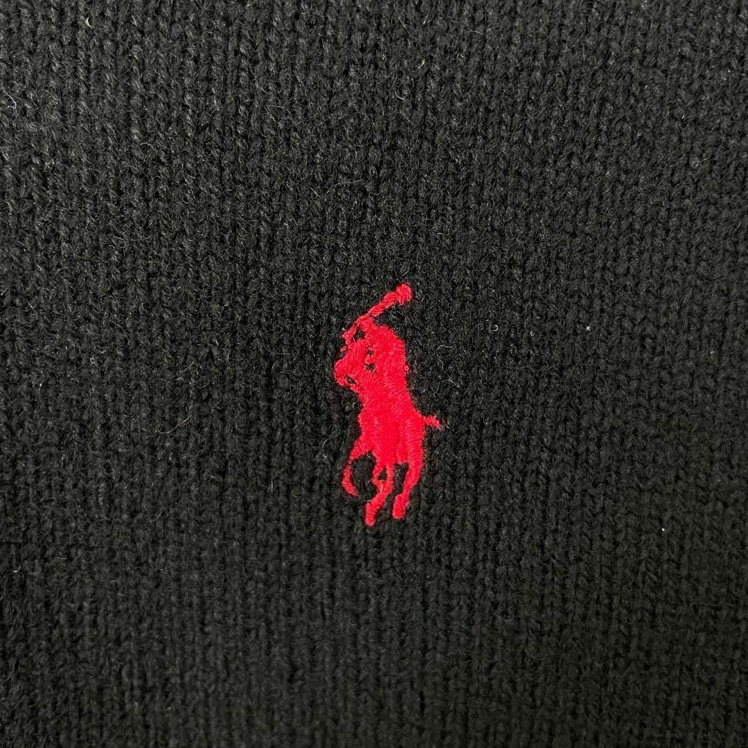 POLO RALPH LAUREN(ポロラルフローレン)のポロ ラルフローレン ニット セーター 黒×赤 メンズ S ラムウール100% メンズのトップス(ニット/セーター)の商品写真