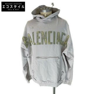 バレンシアガ(Balenciaga)のバレンシアガ 国内正規 23SS 744441 TAPE TYPE RIPPED POCKET HOODIE ダメージ加工 プルオーバーパーカ ユニセックス S(パーカー)