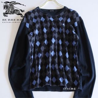 BURBERRY BLACK LABEL - 【BURBERRY BLACK LABEL】 長袖カットソー　アーガイル　黒★