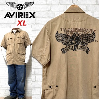 アヴィレックス(AVIREX)のAVIREX アヴィレックス スカル コットンリップストップ ワークシャツ 半袖(シャツ)