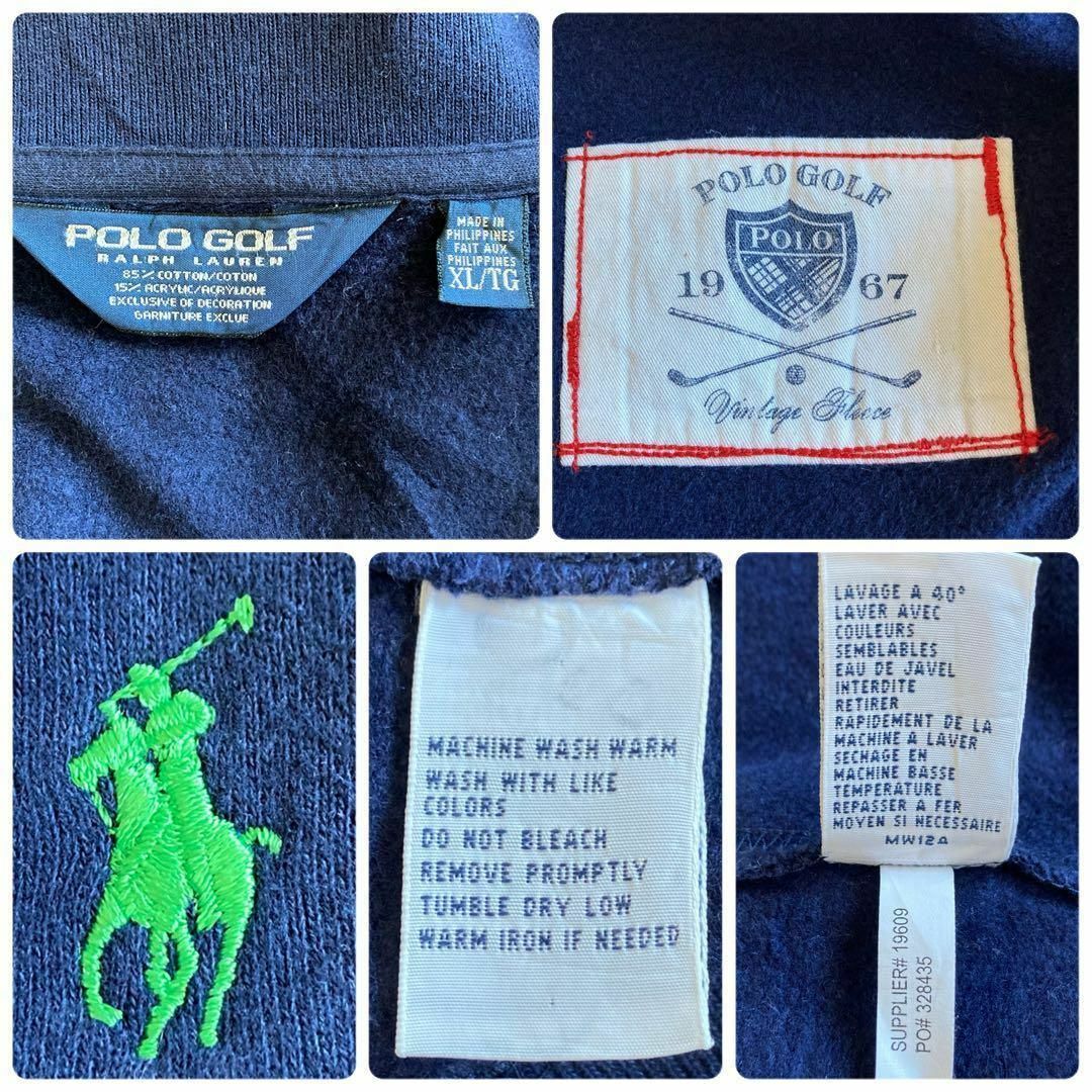 Polo Golf(ポロゴルフ)のIS317 US古着ポロゴルフラルフローレン緑ポニー刺繍フルジップスウェット希少 メンズのトップス(スウェット)の商品写真