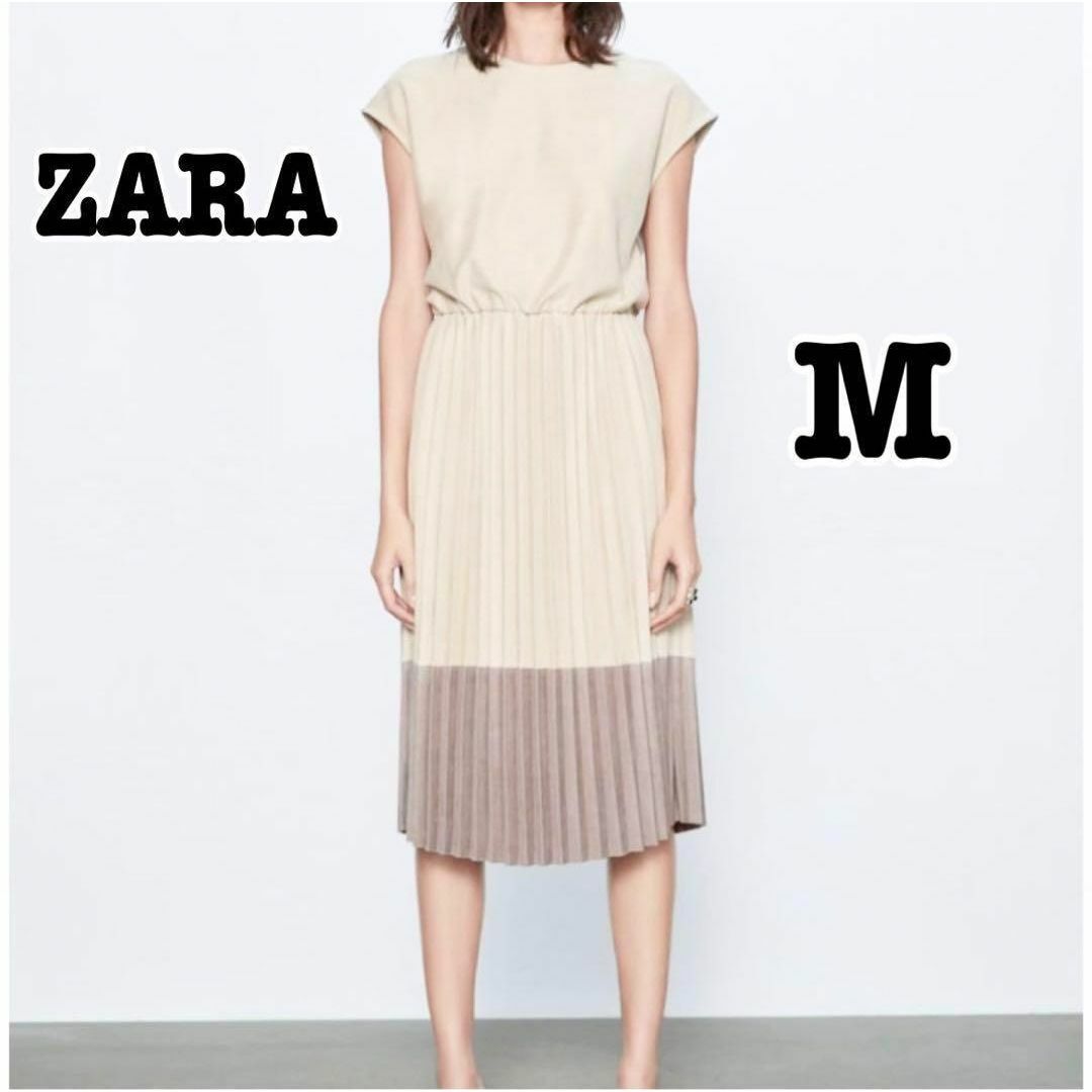 ZARA(ザラ)のZARAザラ/プリーツワンピース/フレンチスリーブ/M レディースのワンピース(ひざ丈ワンピース)の商品写真