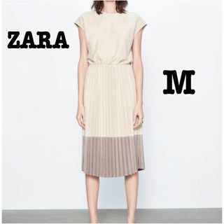 ザラ(ZARA)のZARAザラ/プリーツワンピース/フレンチスリーブ/M(ひざ丈ワンピース)