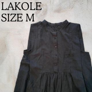 ラコレ(LAKOLE)の【良品】LAKOLE ラコレ　ノースリーブ　シャツ　サイズM ブラック(カットソー(半袖/袖なし))