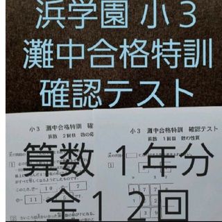 浜学園　小３　灘中合格特訓　算数　確認テスト　１年分(語学/参考書)