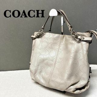 コーチ(COACH)の美品✨COACH コーチセミショルダーバッグトートバッググレージュ(ショルダーバッグ)