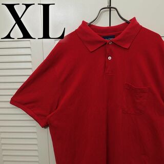 【美品】Puritan 半袖ポロシャツ XL ビッグシルエット レッド 輸入古着(ポロシャツ)