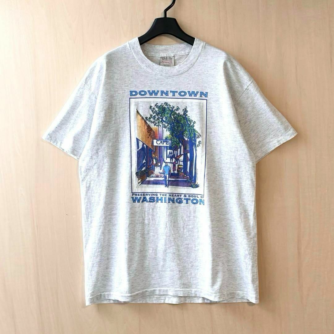 VINTAGE(ヴィンテージ)の90sメキシコ製古着　ヴィンテージ　Tシャツ　ワシントンの街並み　アート　霜降り メンズのトップス(Tシャツ/カットソー(半袖/袖なし))の商品写真