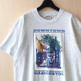 ヴィンテージ(VINTAGE)の90sメキシコ製古着　ヴィンテージ　Tシャツ　ワシントンの街並み　アート　霜降り(Tシャツ/カットソー(半袖/袖なし))
