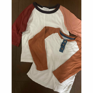 ビームス(BEAMS)のラゲットバッツとビーミングバイビームスの長袖Tシャツカットソー110 赤オレンジ(Tシャツ/カットソー)