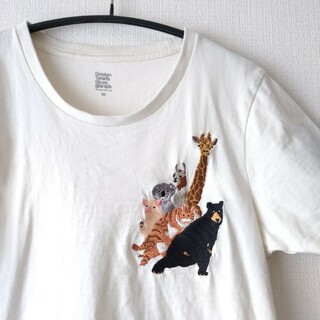 Design Tshirts Store graniph - クルーネックTシャツ☆アニマル刺繍