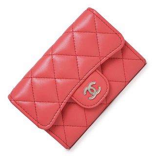 シャネル(CHANEL)のシャネル マトラッセ クラシック フラップ カードケース 名刺入れ 定期入れ パスケース コインケース 小銭入れ 財布 ラムスキン レザー ピンク シルバー金具 AP0214 CHANEL（新品・未使用品）(パスケース/IDカードホルダー)