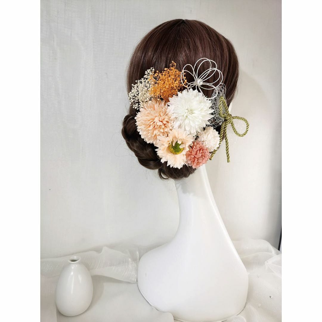 【色:オレンジ9点セット】[QianYang] 髪飾り 花飾り成人式 髪飾り 和 レディースのファッション小物(その他)の商品写真