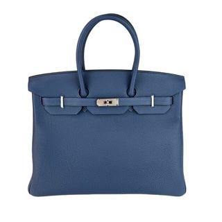 エルメス(Hermes)の新品未使用 HERMES エルメス Birkin35 バーキン35 Blue de presse ブルードプリュス PHW シルバー金具 Togo トゴ Stamp-B B刻印  ハンドバッグ(ハンドバッグ)