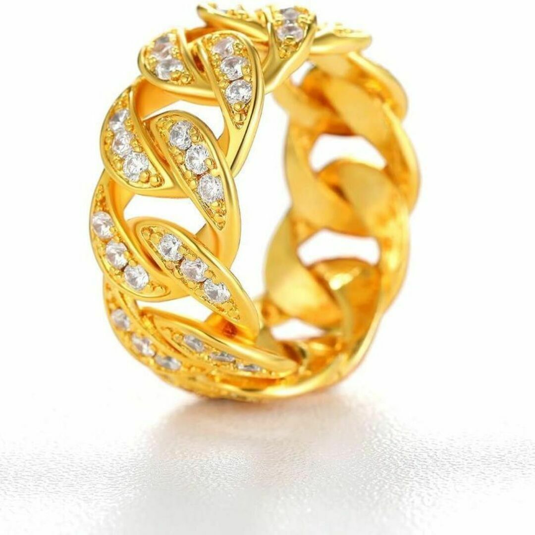 【人気商品】 20号パヴェ リング 指輪 ゴールド ジルコニア レディー太め メンズのアクセサリー(リング(指輪))の商品写真