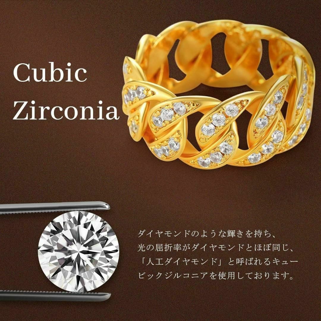【人気商品】 20号パヴェ リング 指輪 ゴールド ジルコニア レディー太め メンズのアクセサリー(リング(指輪))の商品写真