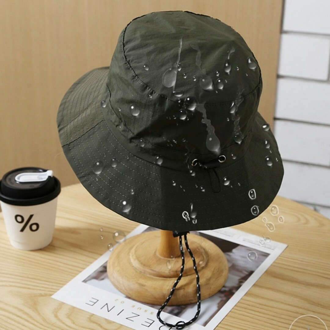 サファリハットアーミーグリーン パッカブル UVカット 防水 撥水 レディースの帽子(ハット)の商品写真