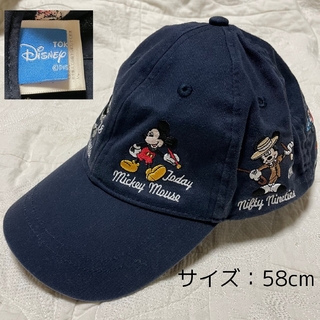 Disney - 歴代 ミッキー 刺繍 キャップ 58cm ネイビー