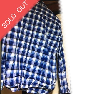 ユニクロ(UNIQLO)のユニクロ　綿麻　チェックシャツ　XL 長袖＆7部袖2way  ブルー系(シャツ/ブラウス(長袖/七分))